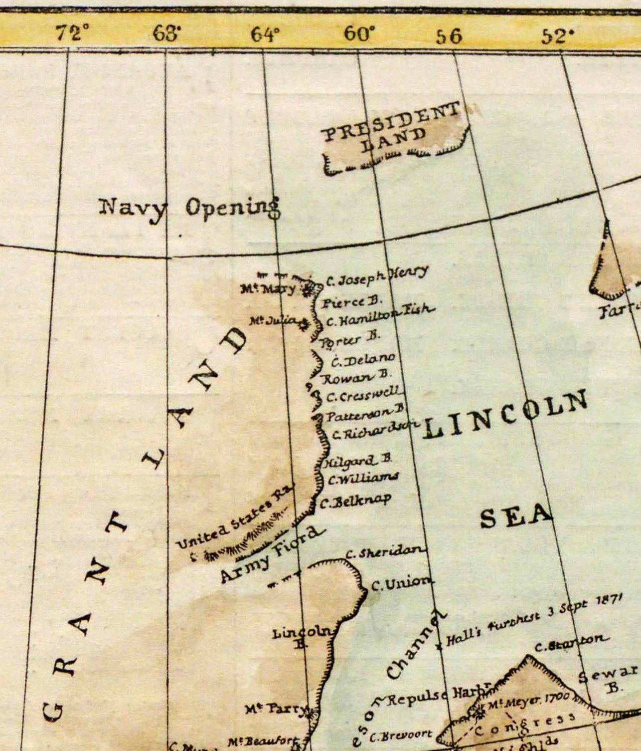 Detail of Map of the Smith Sound Route to the North Polar Sea